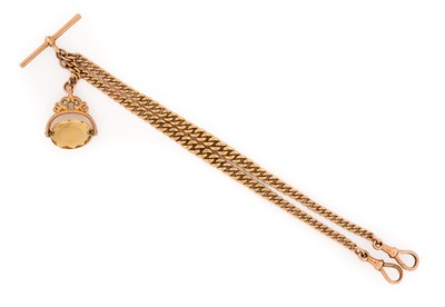 Lot 2425 - A 9 Carat Gold Curb Link Watch Chain with...