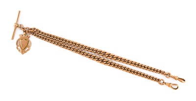 Lot 2438 - A 9 Carat Gold Curb Link Watch Chain with...