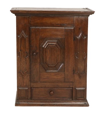 Lot 625 - A Late 17th Century Oak Wall Cupboard, the...