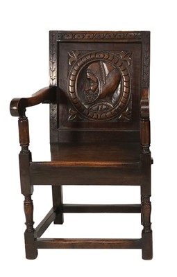 Lot 611 - A Carved Oak Armchair, late 19th/early 20th...