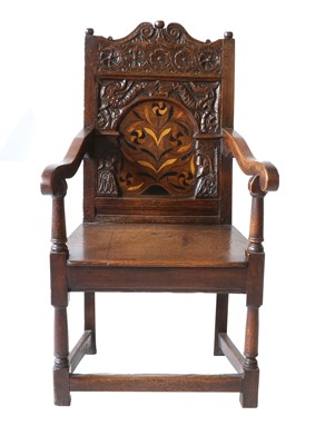 Lot 634 - A 17th Century Joined Oak Wainscot Armchair,...