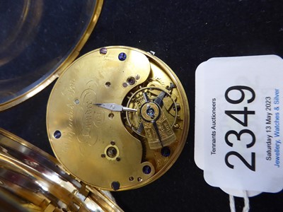 Lot 2349 - Whytock & Son: An 18 Carat Gold Open Faced...