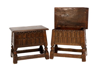 Lot 601 - A Pair of 17th Century Style Joined Oak Box...