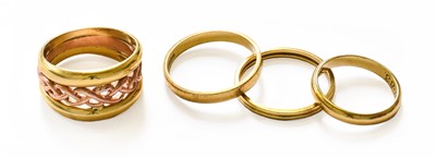 Lot 35 - Three 9 Carat Gold Rings, finger sizes H1/2, N...