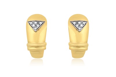 Lot 132 - A Pair of Diamond Earrings, the yellow tapered...