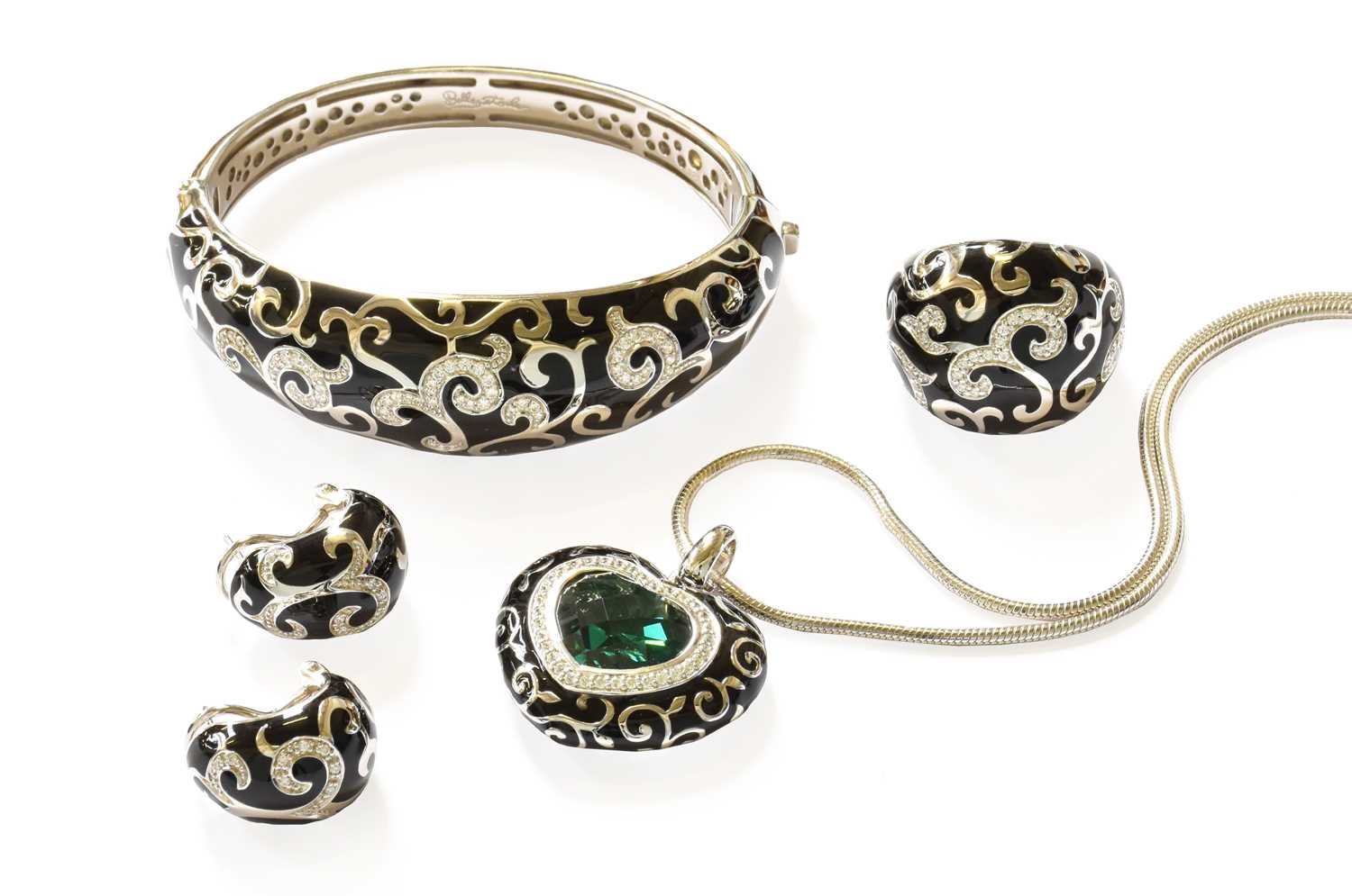 Lot 18 - A Bangle, Pendant on Chain, Ring and Earring...
