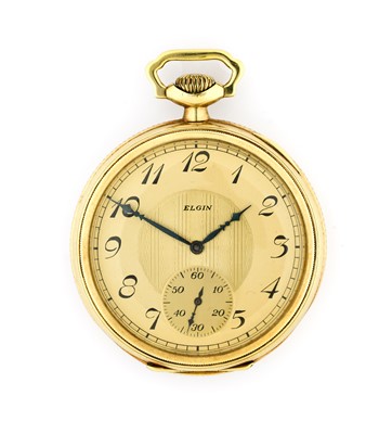 Lot 2382 - Elgin: An Art Deco 14 Carat Gold Open Faced...