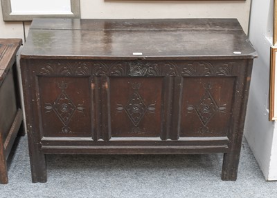 Lot 1264 - A 17th Century Oak Coffer, 104cm by 51cm by 69cm