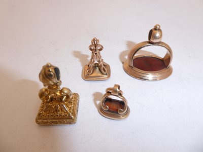 Lot 2092 - A Victorian Gold-Mounted Fob-Seal and Three Gilt-Metal Mounted Fob-Seals
