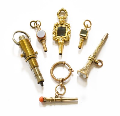 Lot 301 - Five Late 19th Century Watch-Keys and a Cannon-...