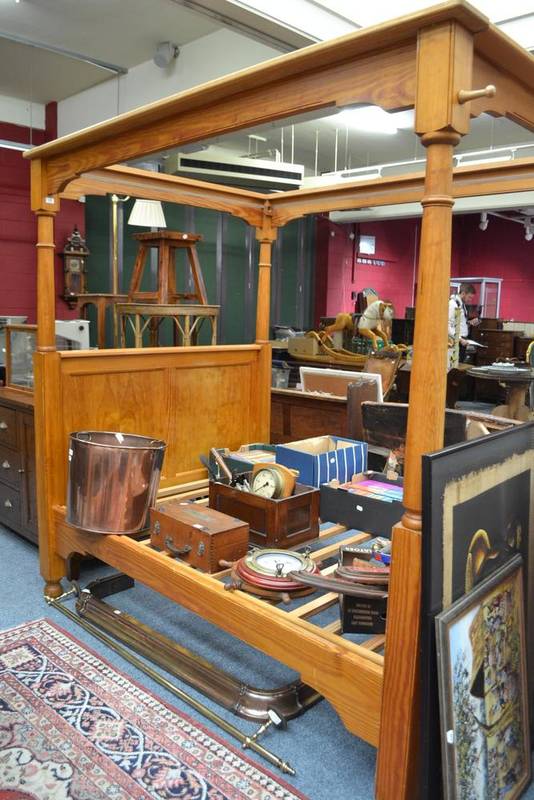 Lot 835 - Pine four poster bed