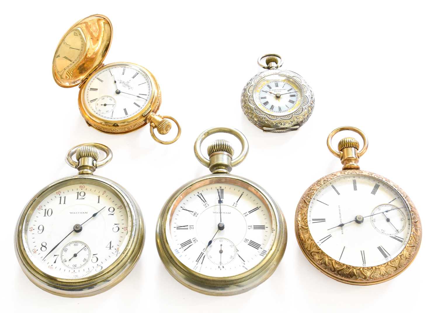 Lot 272 - Three Plated Open Faced Pocket Watches, two...