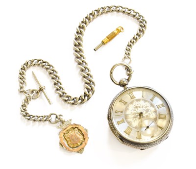 Lot 276 - A Silver Open Faced Pocket Watch with a Silver...