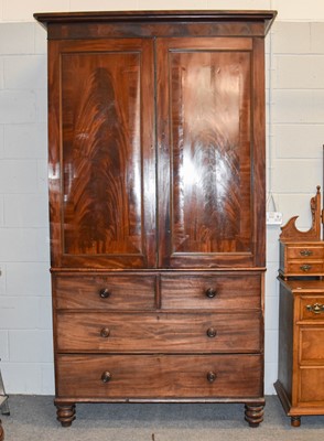 Lot 1246 - A George III Mahogany Press Cupboard, fitted...