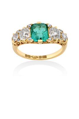 Lot 2037 - An Emerald and Diamond Five Stone Ring the...