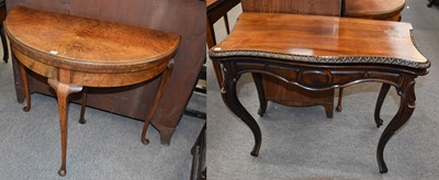 Lot 1273 - A Reproduction Walnut Fold Over Demi Lune...