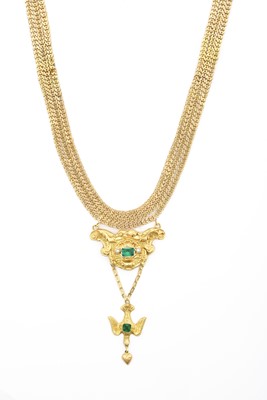 Lot 2306 - An Emerald and Split Pearl Necklace the...