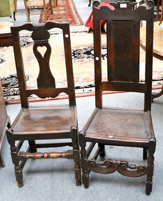 Lot 1270 - Two 17th Century Joined Oak Back Stools