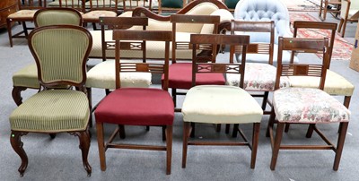 Lot 1304 - Seven Regency Inlaid Mahogany Dining Chairs,...