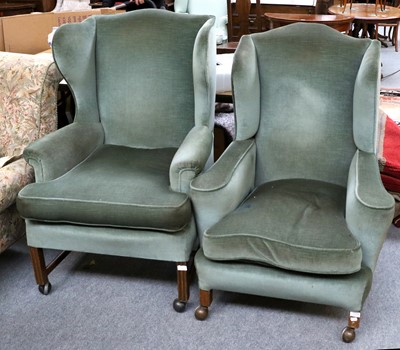 Lot 1310 - Two 19th Century Wing Armchairs in the George...