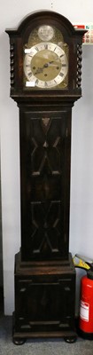 Lot 1378 - An Oak Chiming Small Longcase Clock, circa...