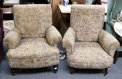 Lot 1311 - A Near Pair of Armchairs Upholstered to Match