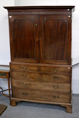 Lot 1359 - A George III Mahogany Press Cupboard,...