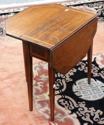 Lot 1329 - A Small Inlaid Mahogany Drop Leaf Table,...