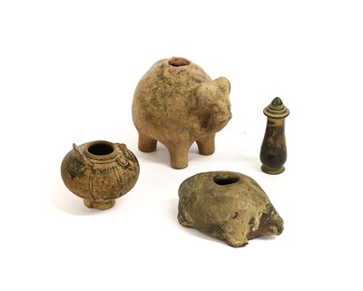 Lot 228 - A Khmer Brown Glazed Stoneware Zoomorphic...