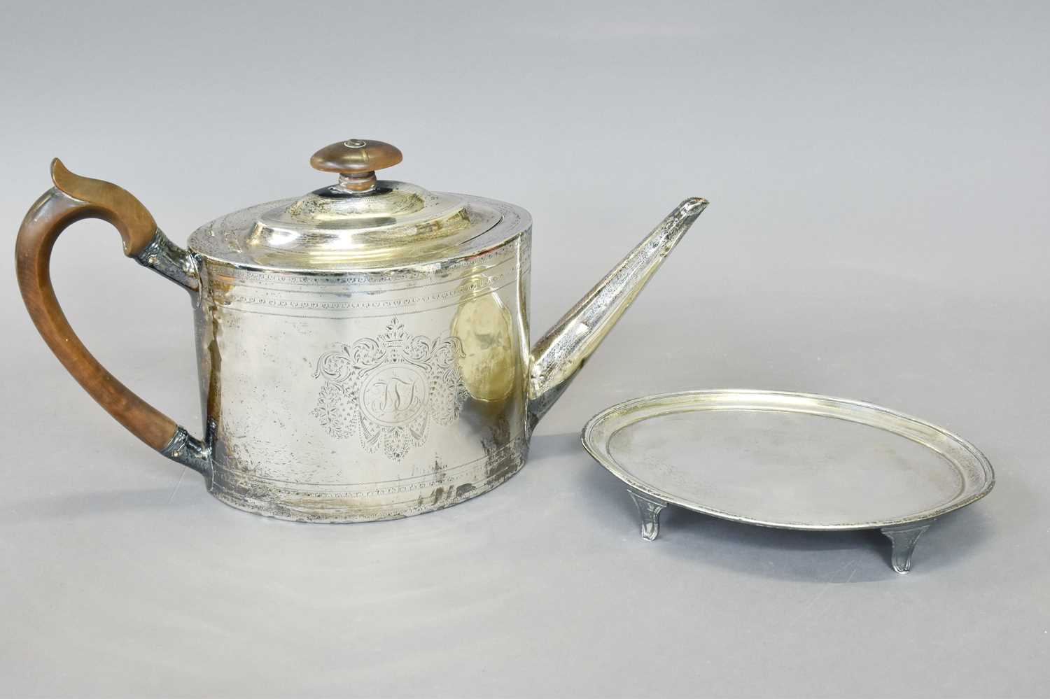 Lot 46 - A George III Silver Teapot; A George III...