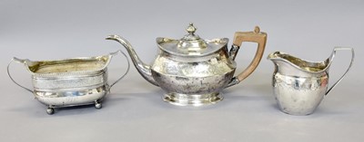 Lot 67 - A George III Silver Teapot, Cream-Jug and...
