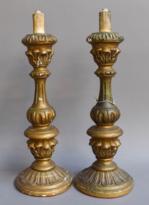 Lot 279 - A Pair of Gilt Composition Table Lamps, in the...