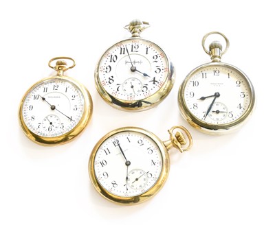 Lot 284 - Four Plated Pocket Watches, two signed by...