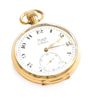 Lot 310 - A 9 Carat Gold Open Faced Pocket Watch, signed...