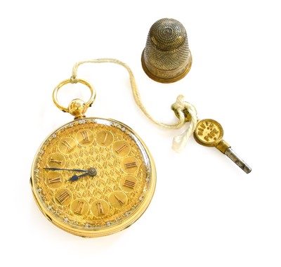 Lot 305 - A Lady's 18 Carat Gold Fob Watch