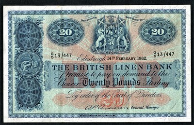 Lot 469 - 2 x Scotland, The British Linen Bank £20 1962,...