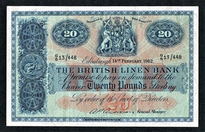 Lot 469 - 2 x Scotland, The British Linen Bank £20 1962,...