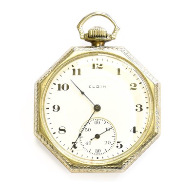 Lot 295 - A 14 Carat White Gold Open Faced Pocket Watch,...