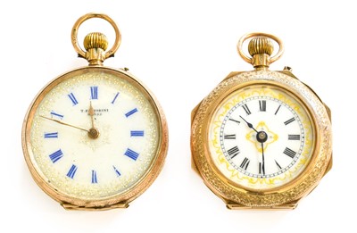 Lot 304 - A Lady's 9 Carat Gold and Enamel Fob Watch and...