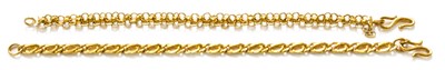 Lot 63 - A Fancy Link Bracelet, marks rubbed, length 16....