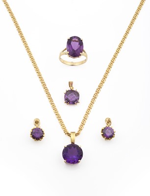 Lot 2338 - A Small Quantity of Amethyst Jewellery...