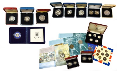 Lot 177 - 11 x UK Silver Proof Coins and Sets,...
