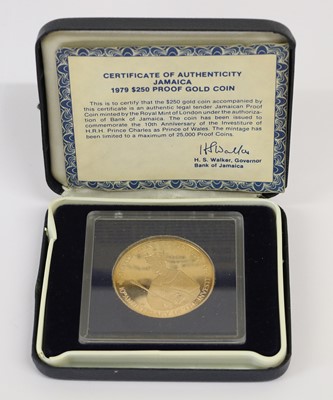 Lot 392 - Jamaica, Gold Proof $250 1979 (.900 gold, 40mm,...