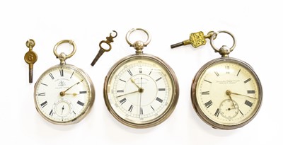 Lot 104 - Two Silver Open Faced Pocket Watches, and a...