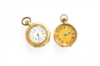 Lot 29 - A Lady's 14 Carat Gold and Enamel Fob Watch,...