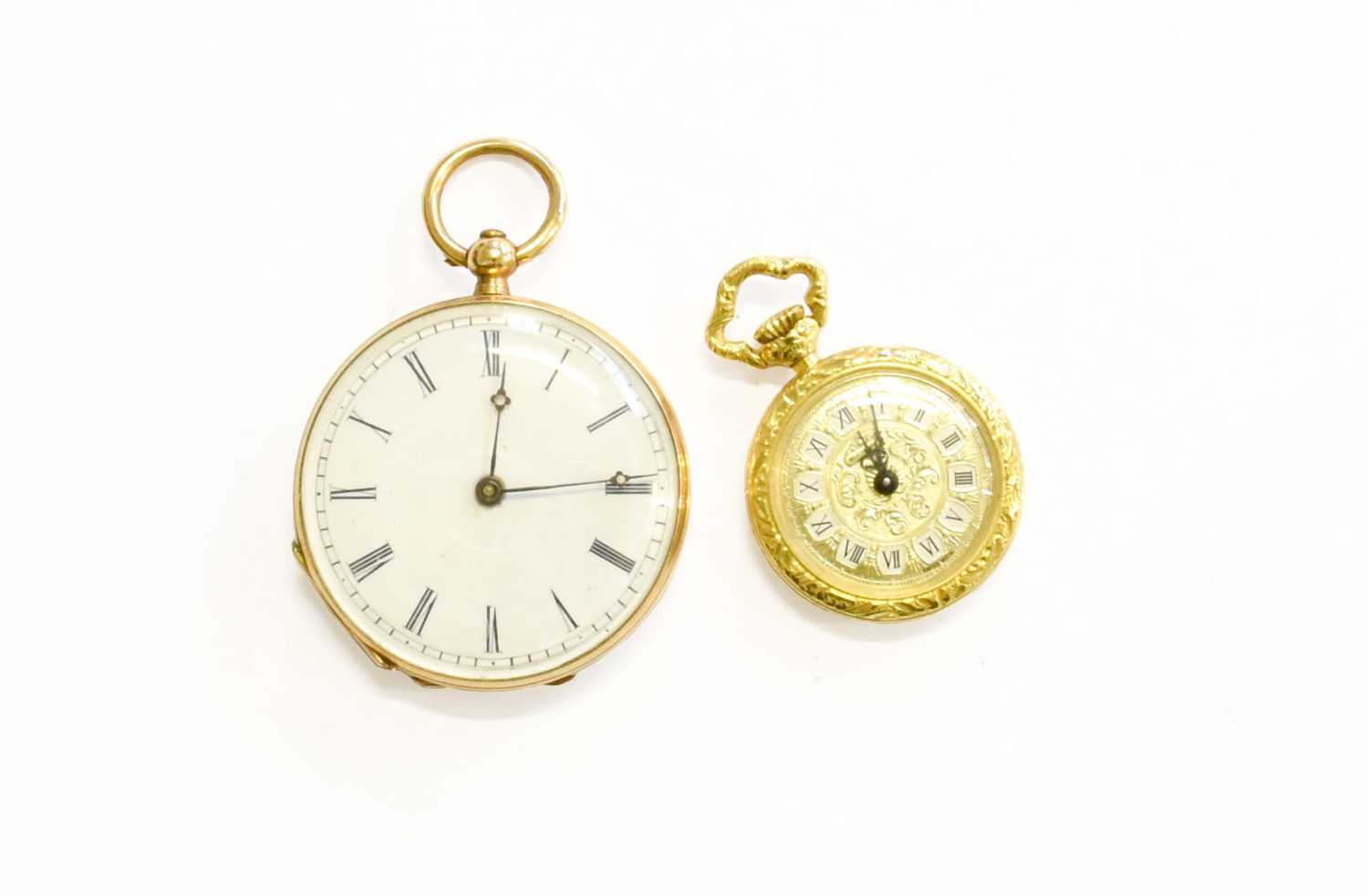 Lot 83 - A Lady's 14 Carat Gold Enamel Fob Watch, case...