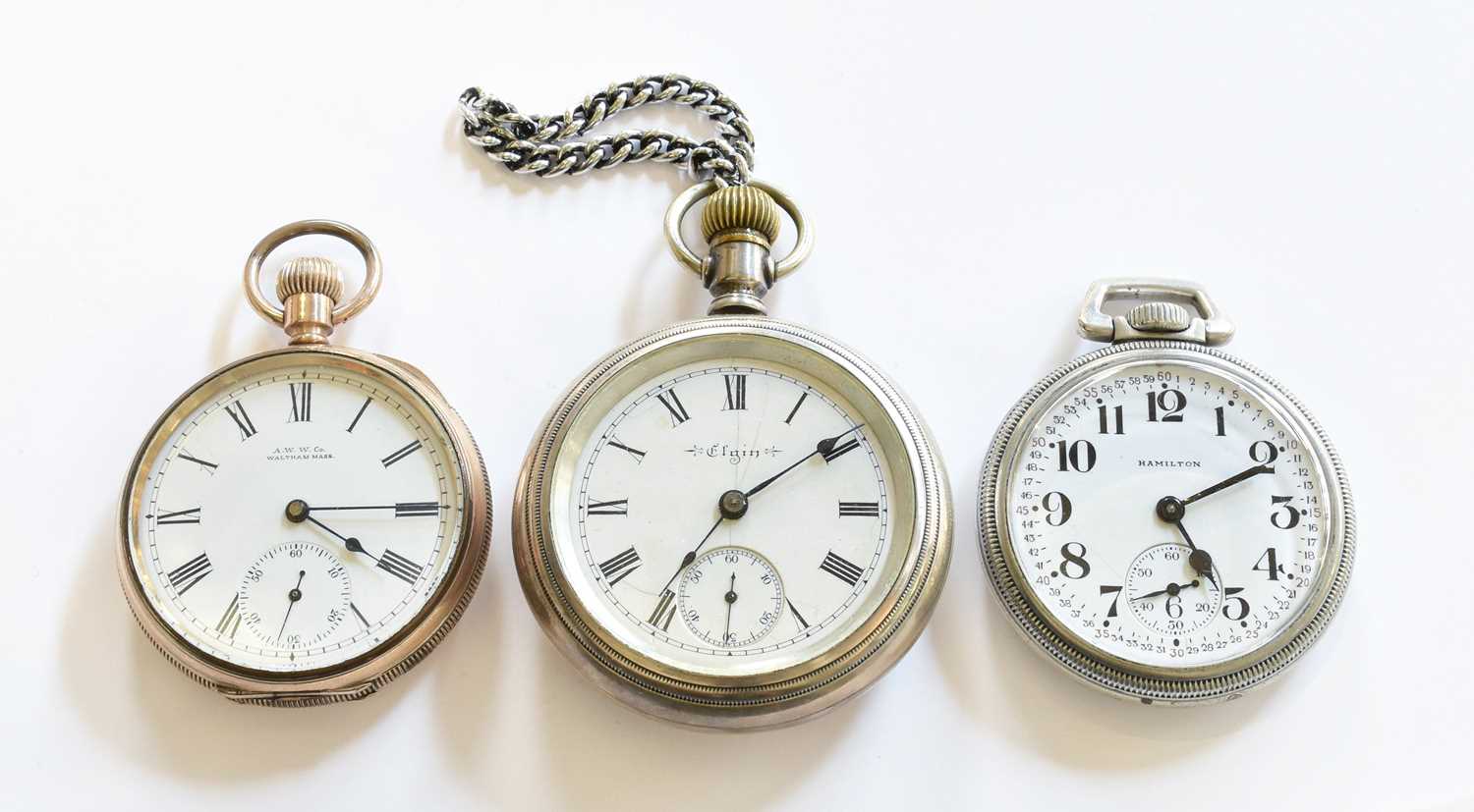 Lot 95 - Three Plated Open Faced Pocket Watches, signed...