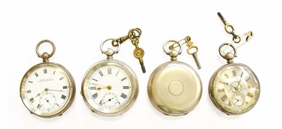 Lot 69 - Two Silver Open Faced Pocket Watches, cases...