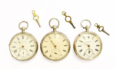 Lot 76 - Three Silver Open Faced Pocket Watches