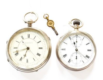 Lot 161 - A Silver Single Push Chronograph Pocket Watch,...